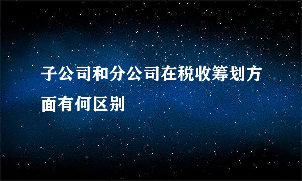 子公司和分公司在税收筹划方面有何区别