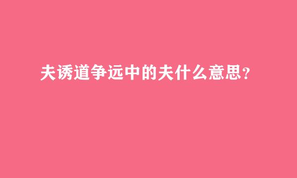 夫诱道争远中的夫什么意思？