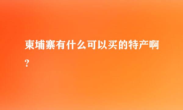 柬埔寨有什么可以买的特产啊?