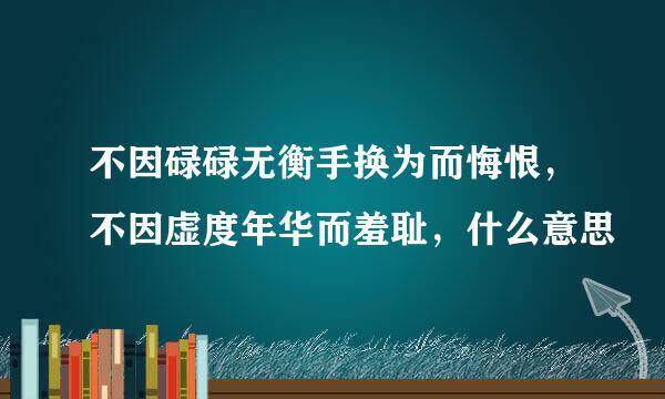 不因碌碌无衡手换为而悔恨，不因虚度年华而羞耻，什么意思