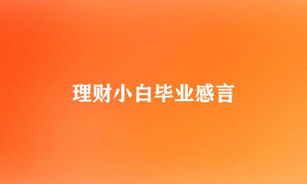 理财小白毕业感言