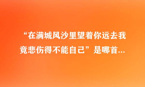 “在满城风沙里望着你远去我竟悲伤得不能自己”是哪首歌的歌词？