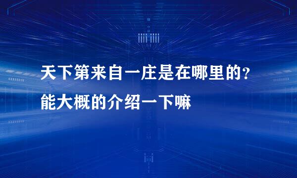 天下第来自一庄是在哪里的？能大概的介绍一下嘛