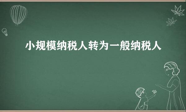 小规模纳税人转为一般纳税人