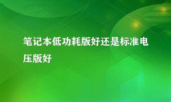 笔记本低功耗版好还是标准电压版好