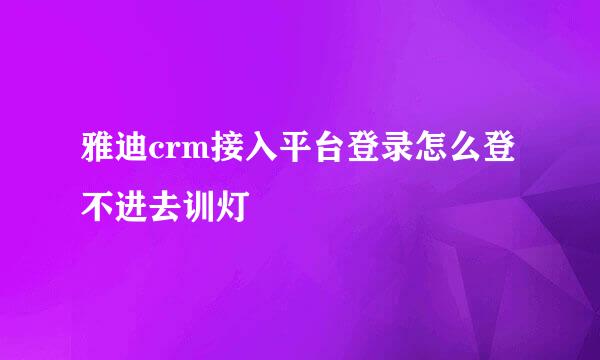 雅迪crm接入平台登录怎么登不进去训灯