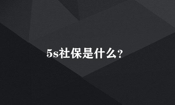 5s社保是什么？