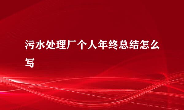 污水处理厂个人年终总结怎么写