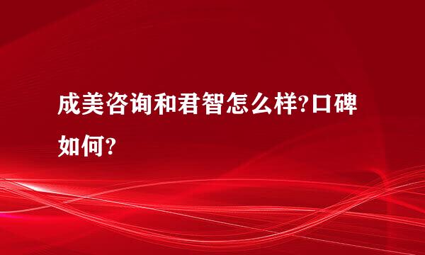 成美咨询和君智怎么样?口碑如何?