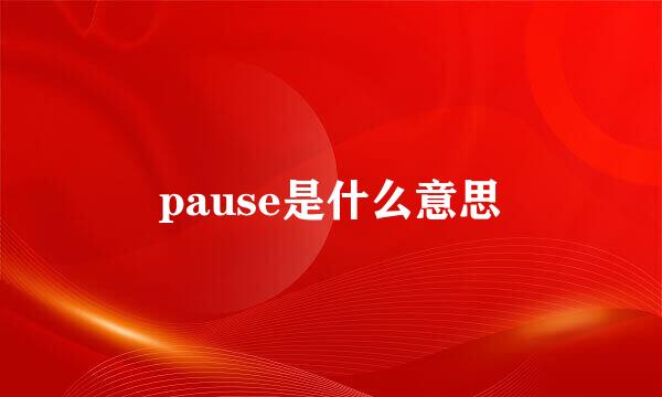 pause是什么意思