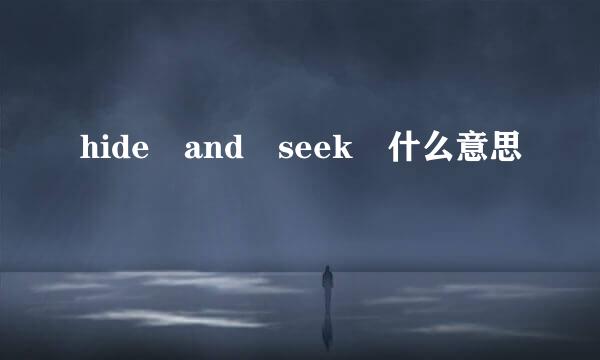 hide and seek 什么意思