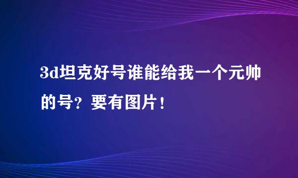 3d坦克好号谁能给我一个元帅的号？要有图片！