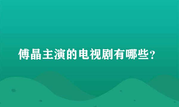 傅晶主演的电视剧有哪些？