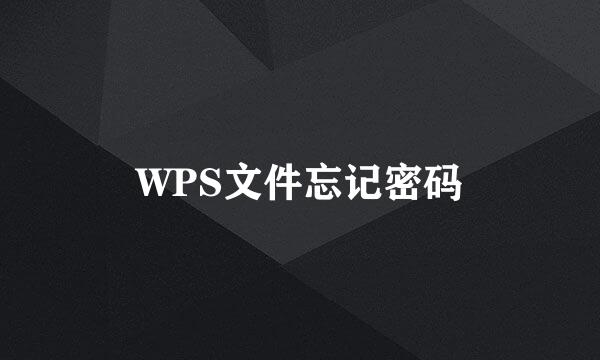 WPS文件忘记密码