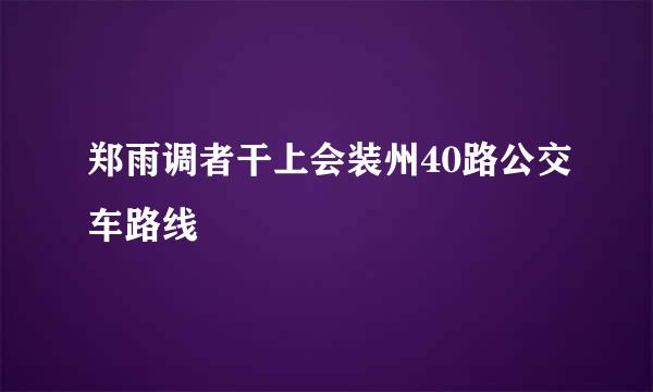 郑雨调者干上会装州40路公交车路线