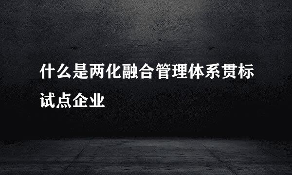 什么是两化融合管理体系贯标试点企业