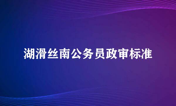 湖滑丝南公务员政审标准