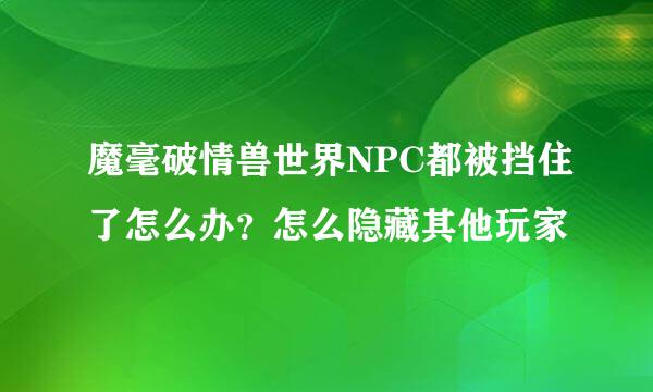 魔毫破情兽世界NPC都被挡住了怎么办？怎么隐藏其他玩家