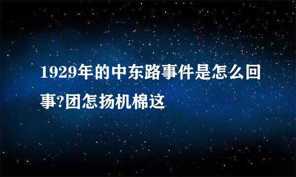 1929年的中东路事件是怎么回事?团怎扬机棉这