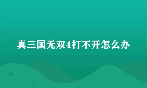 真三国无双4打不开怎么办