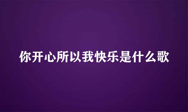 你开心所以我快乐是什么歌