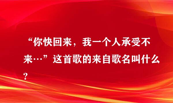 “你快回来，我一个人承受不来…”这首歌的来自歌名叫什么?