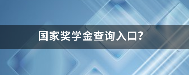 国家奖学金查询入口？