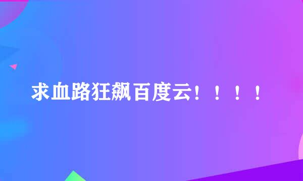 求血路狂飙百度云！！！！