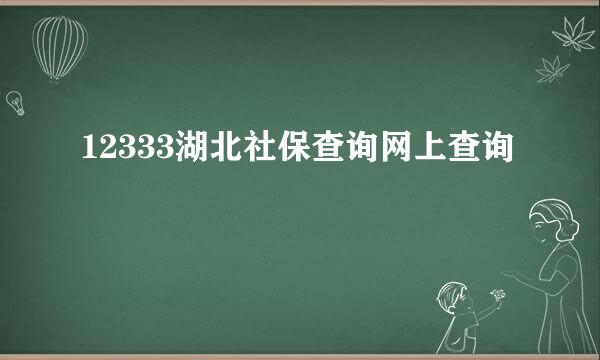 12333湖北社保查询网上查询