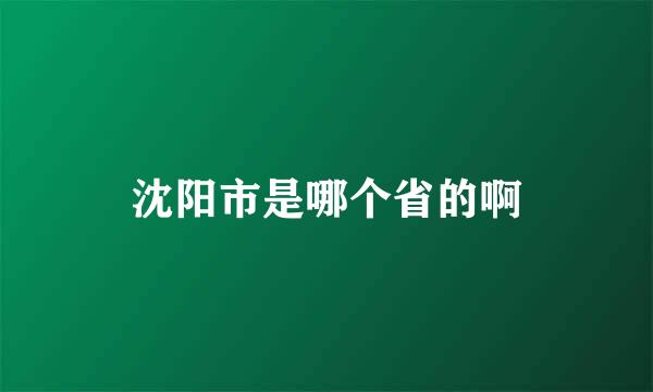 沈阳市是哪个省的啊