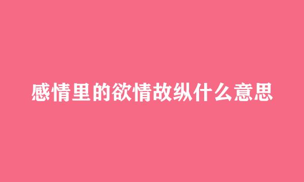 感情里的欲情故纵什么意思