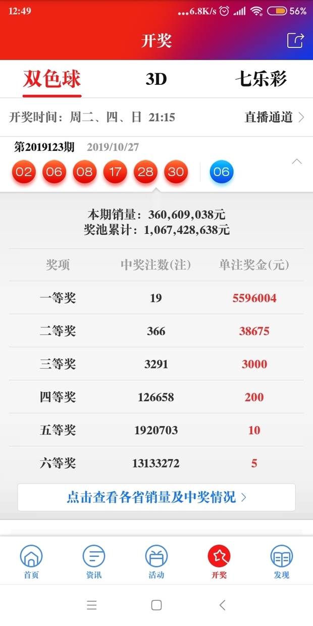 2019144期双色球开奖结果？