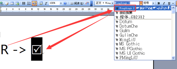 怎么在小方格里面加打对号