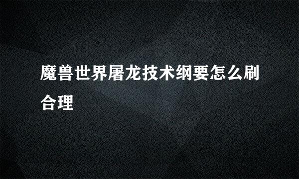 魔兽世界屠龙技术纲要怎么刷合理