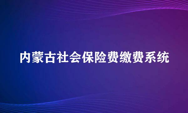 内蒙古社会保险费缴费系统