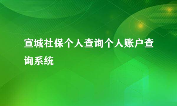 宣城社保个人查询个人账户查询系统