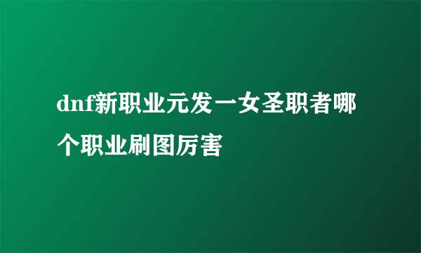 dnf新职业元发一女圣职者哪个职业刷图厉害