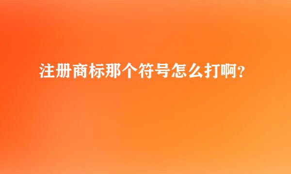 注册商标那个符号怎么打啊？