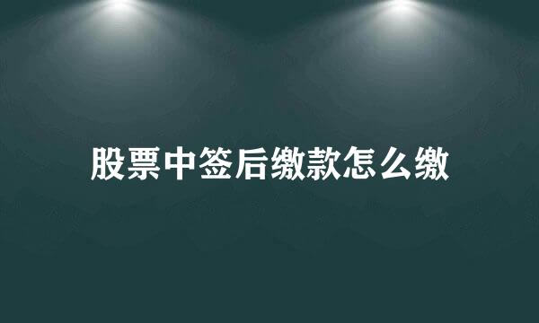 股票中签后缴款怎么缴