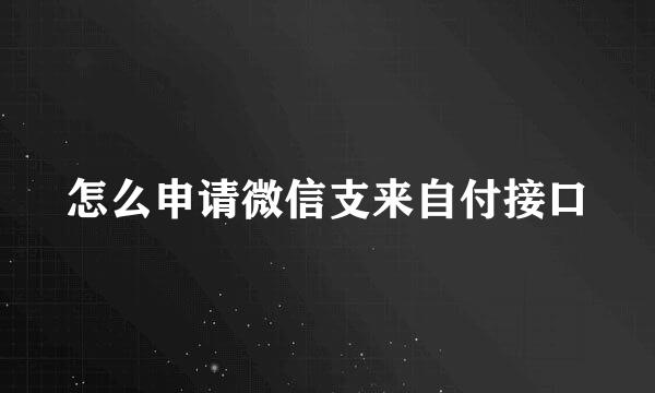 怎么申请微信支来自付接口