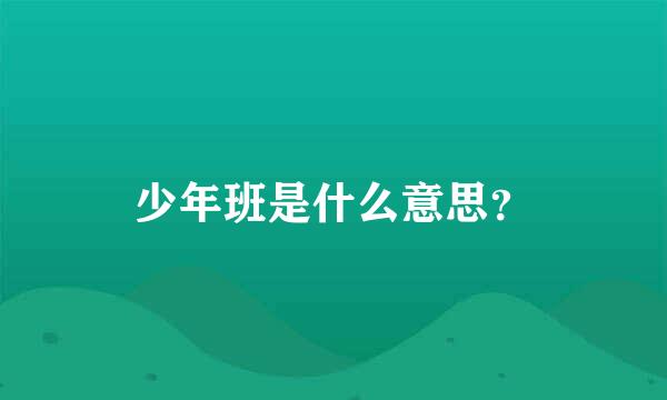 少年班是什么意思？