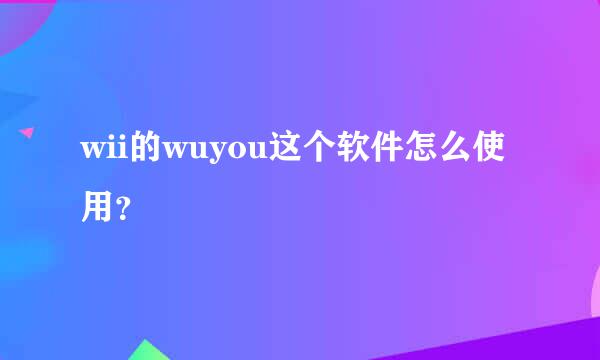 wii的wuyou这个软件怎么使用？