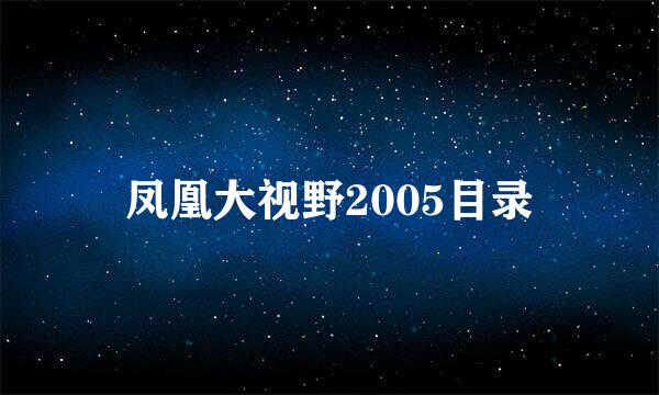 凤凰大视野2005目录