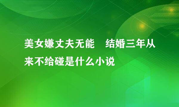 美女嫌丈夫无能 结婚三年从来不给碰是什么小说