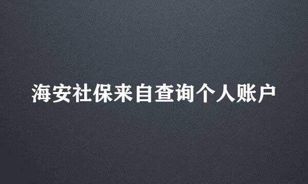 海安社保来自查询个人账户