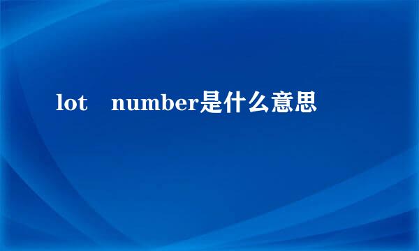 lot number是什么意思