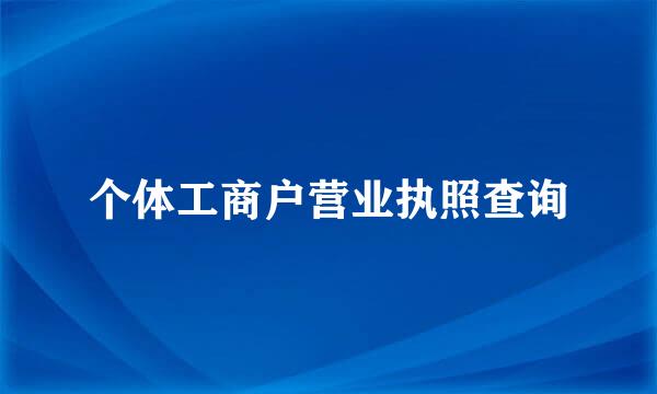 个体工商户营业执照查询