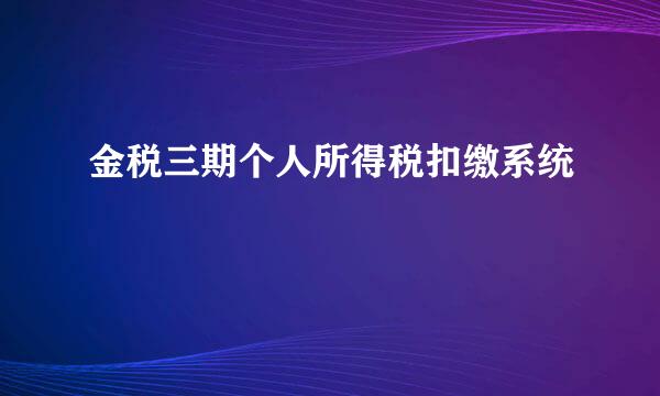 金税三期个人所得税扣缴系统