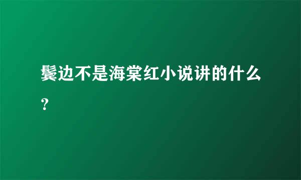 鬓边不是海棠红小说讲的什么？