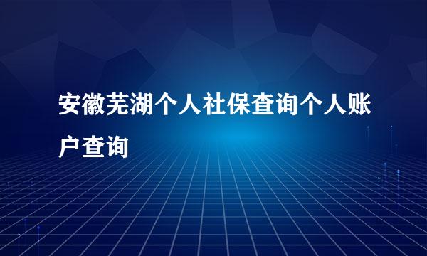 安徽芜湖个人社保查询个人账户查询